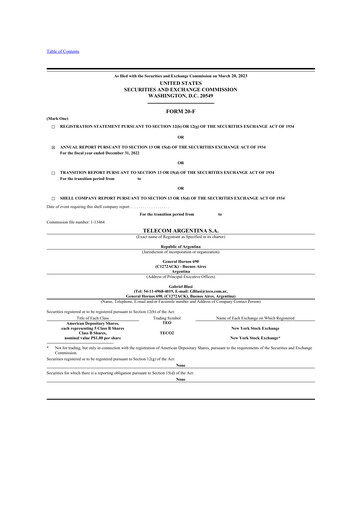 Thumbnail Telecom Argentina
 20-F Annual Report 2022