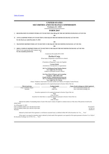 Vorschaubild Perfect Corp. 20-F Jahresbericht 2022