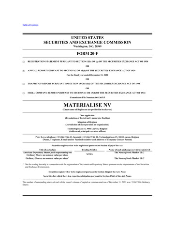 Thumbnail Materialise NV 20-F Annual Report 2022