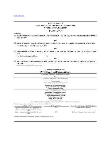 Thumbnail ZTO Express
 20-F Annual Report 2022