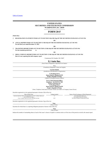 Thumbnail Li Auto 20-F Annual Report 2022