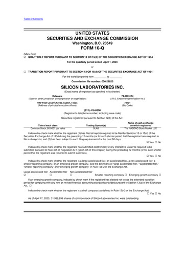 Thumbnail Silicon Labs
 10-Q Quarterly Report FY2023 