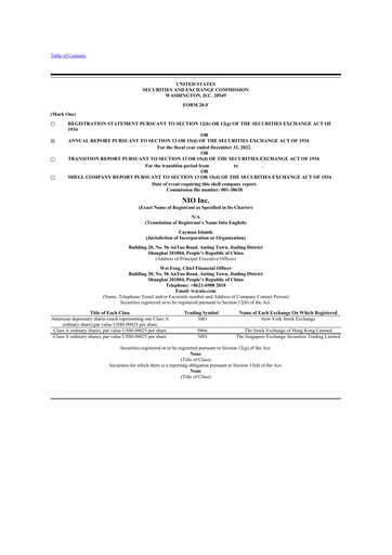 Miniature NIO 20-F Rapport annuel 2022