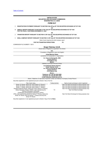 Thumbnail Televisa 20-F Annual Report 2022