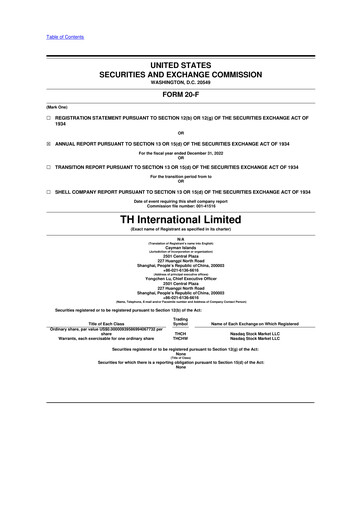 Thumbnail TH International (Tims China) 20-F Annual Report 2022