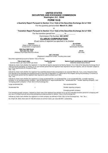 Thumbnail Clarus
 10-Q Quarterly Report FY2023 