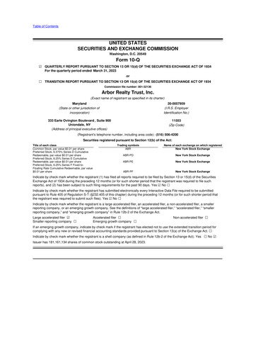Vorschaubild Arbor Realty Trust
 10-Q Quartalsbericht 2023 