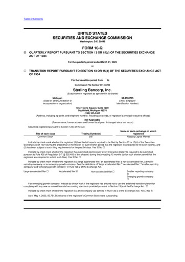 Thumbnail Sterling Bancorp 10-Q Quarterly Report FY2023 