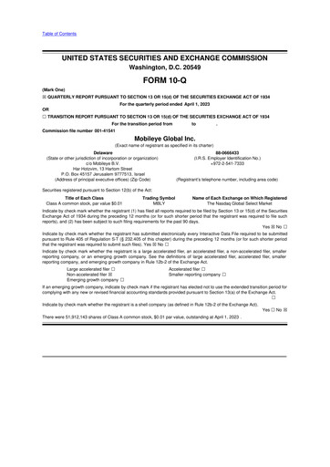 Vorschaubild Mobileye 10-Q Quartalsbericht 2023 