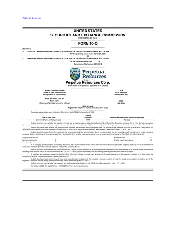 Miniature Perpetua Resources 10-Q Rapport trimestriel 2023 