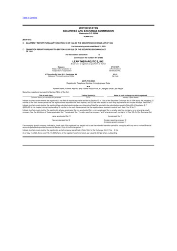 Thumbnail Leap Therapeutics
 10-Q Quarterly Report FY2023 