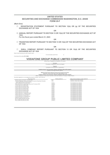 Thumbnail Vodafone 20-F Annual Report 2023