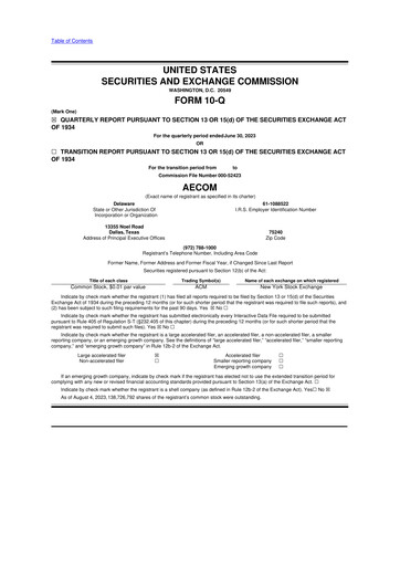 Thumbnail AECOM 10-Q Quarterly Report FY2023 