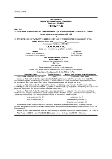 Thumbnail Ideal Power 10-Q Quarterly Report FY 