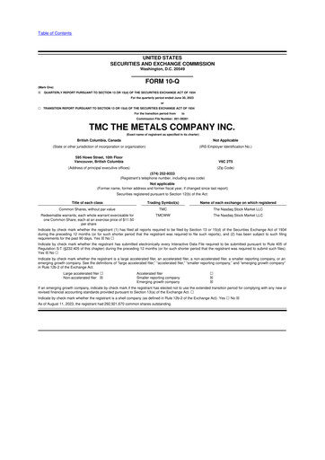 Vorschaubild The Metals Company 10-Q Quartalsbericht 2023 