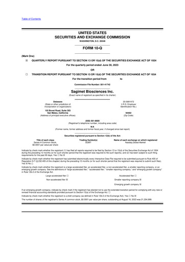 Miniature Sagimet Biosciences 10-Q Rapport trimestriel 2023 
