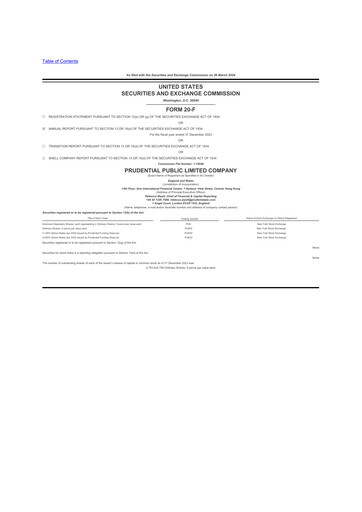 Thumbnail Prudential 20-F Annual Report 