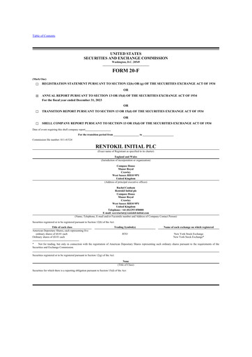 Miniature Rentokil Initial 20-F Rapport annuel 2023