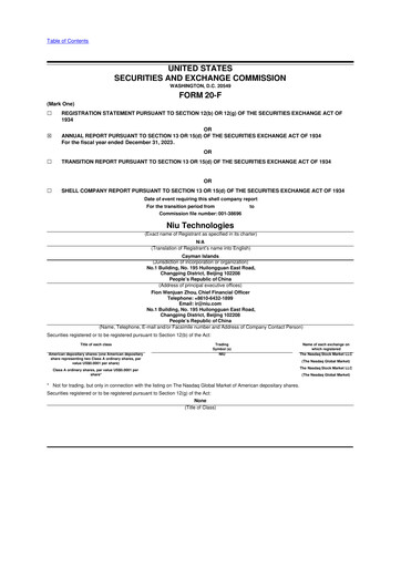 Thumbnail Niu Technologies 20-F Annual Report 2023