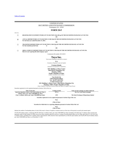 Thumbnail Tuya Inc. 20-F Annual Report 2023