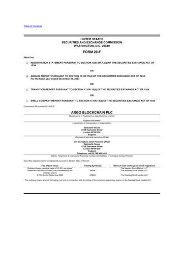 Vorschaubild Argo Blockchain 20-F Jahresbericht 2023