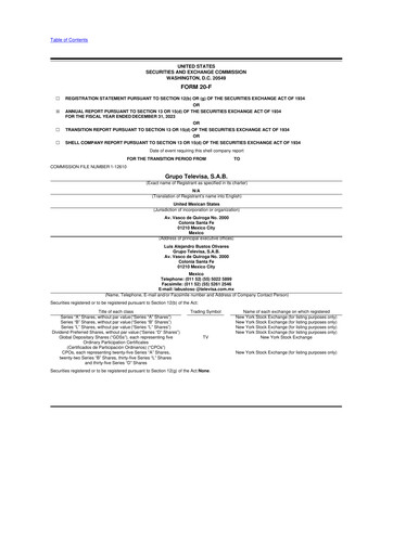 Thumbnail Televisa 20-F Annual Report 2023