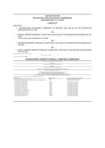 Thumbnail Vodafone 20-F Annual Report 2024