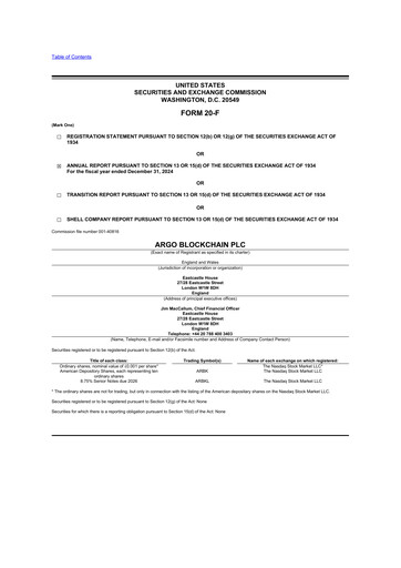 Vorschaubild Argo Blockchain 20-F Jahresbericht 2024