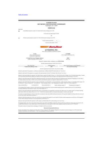 Thumbnail AutoZone 10-K Annual Report 2025