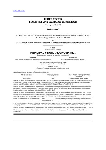 Thumbnail Principal Financial Group 10-Q Quarterly Report FY2025 