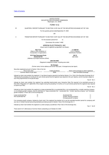 Thumbnail Arrow Electronics
 10-Q Quarterly Report FY2025 