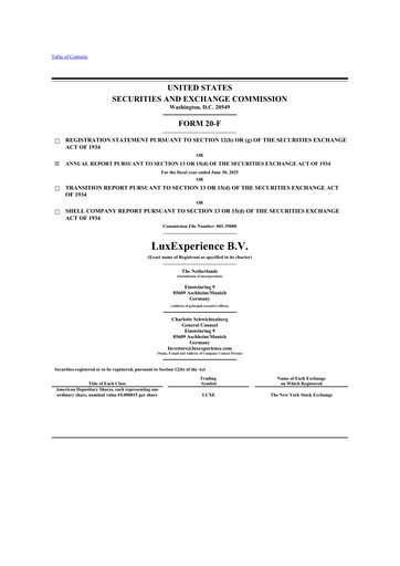 Vorschaubild LuxExperience 20-F Jahresbericht 2025