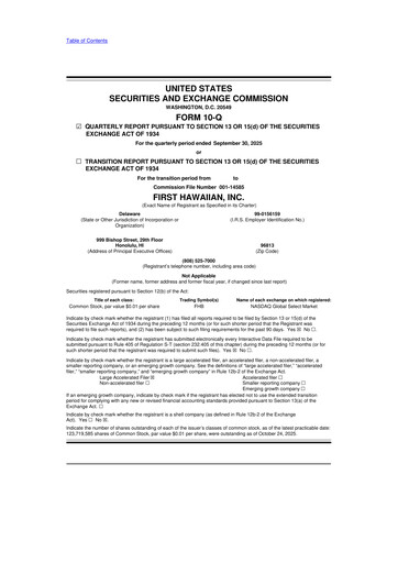 Thumbnail First Hawaiian Bank
 10-Q Quarterly Report FY2025 
