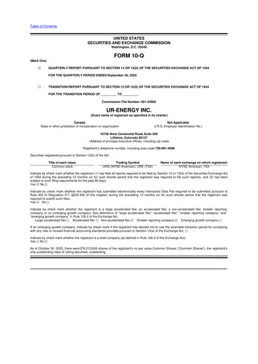 Thumbnail Ur-Energy 10-Q Quarterly Report FY2025 