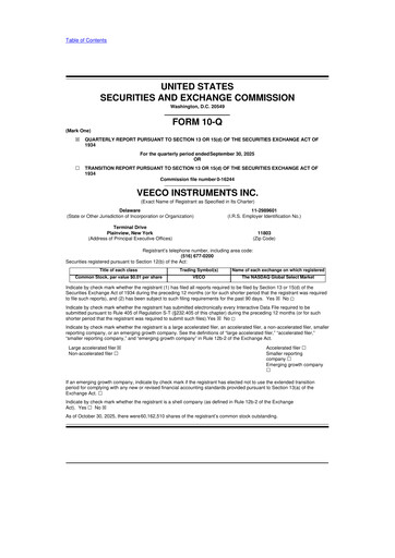 Thumbnail Veeco
 10-Q Quarterly Report FY2025 
