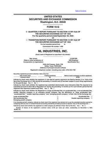 Thumbnail NL Industries 10-Q Quarterly Report FY2025 