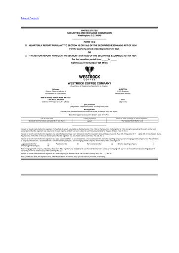 Thumbnail Westrock Coffee 10-Q Quarterly Report FY2025 