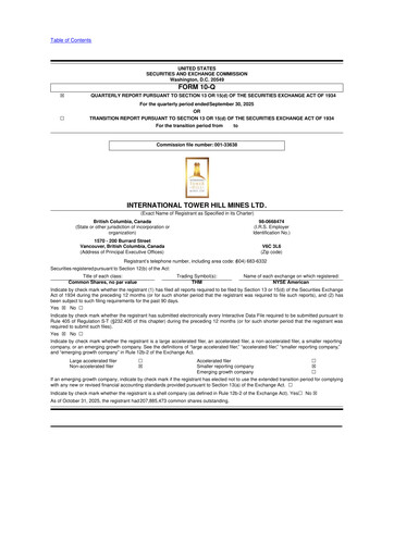 Thumbnail International Tower Hill Mines 10-Q Quarterly Report FY2025 