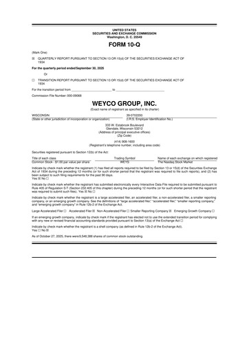 Thumbnail Weyco Group 10-Q Quarterly Report FY2025 