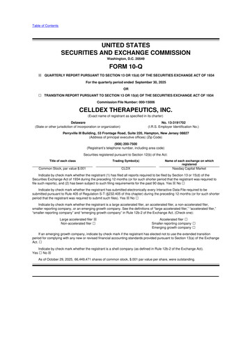 Thumbnail Celldex Therapeutics 10-Q Quarterly Report FY2025 
