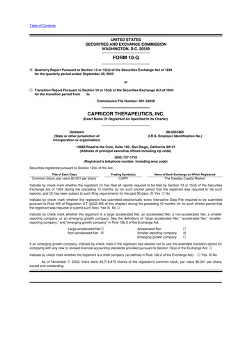 Thumbnail Capricor Therapeutics
 10-Q Quarterly Report FY2025 