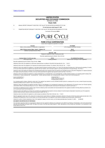 Thumbnail Pure Cycle (water) 10-K Annual Report 2025