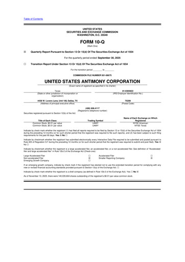 Thumbnail United States Antimony Corporation 10-Q Quarterly Report FY2025 