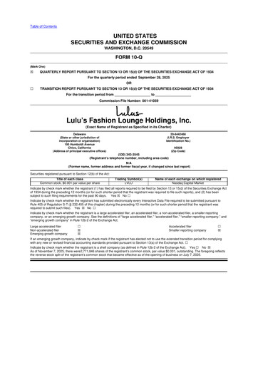 Thumbnail Lulu's Fashion Lounge 10-Q Quarterly Report FY2025 