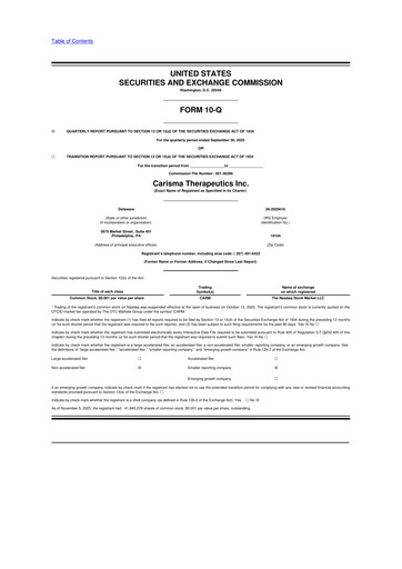 Thumbnail Carisma Therapeutics 10-Q Quarterly Report FY2025 