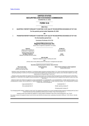 Miniature Sagimet Biosciences 10-Q Rapport trimestriel 2025 