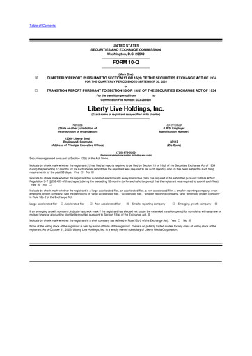 Thumbnail Liberty Live Holdings 10-Q Quarterly Report FY2025 