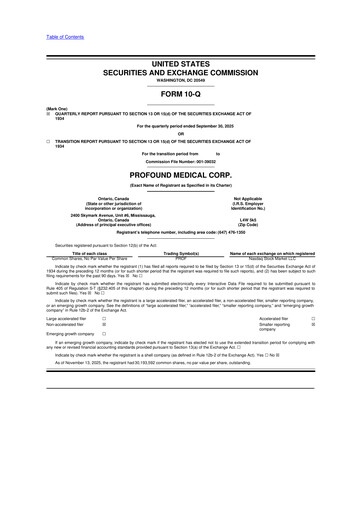 Miniature Profound Medical 10-Q Rapport trimestriel 2025 