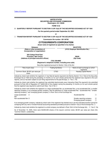 Miniature Cytosorbents 10-Q Rapport trimestriel 2025 