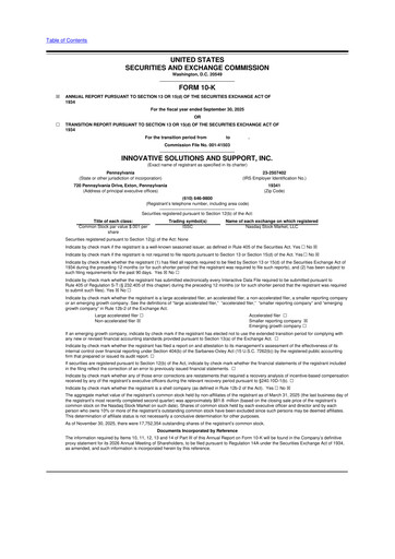 Thumbnail Innovative Solutions and Support 10-K Annual Report 2025